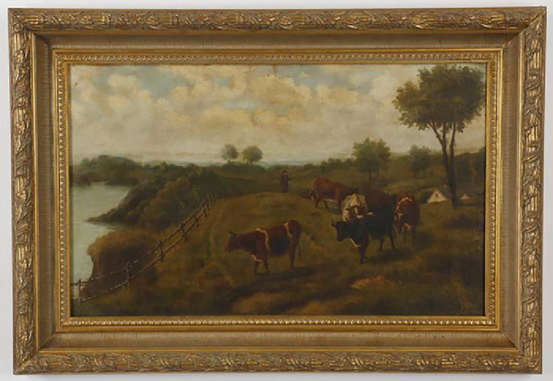 19th Century Landscape Oil Painting Entitled ÒFarmer (1 of 1)