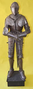 Rare 17th Century French Style Life Size Complete Suit: Rare 17th Century French Style Museum Quality Suit of Armor | An Authentic Life Size Italian Etch Full Suit of Plate Armor is decorated with embossed symbols including the French Fleur-de-lis | Likely