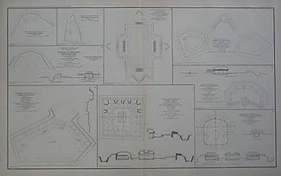 Antique Civil War Map - Nashville Defenses Fort Morton: Civil War Map - Nashville Defenses Fort Morton Sill Capitol Defense Tennessee | Original antique lithographed map of Confederate defenses in Nashville and Chattanooga, Tennessee, printed more than 119