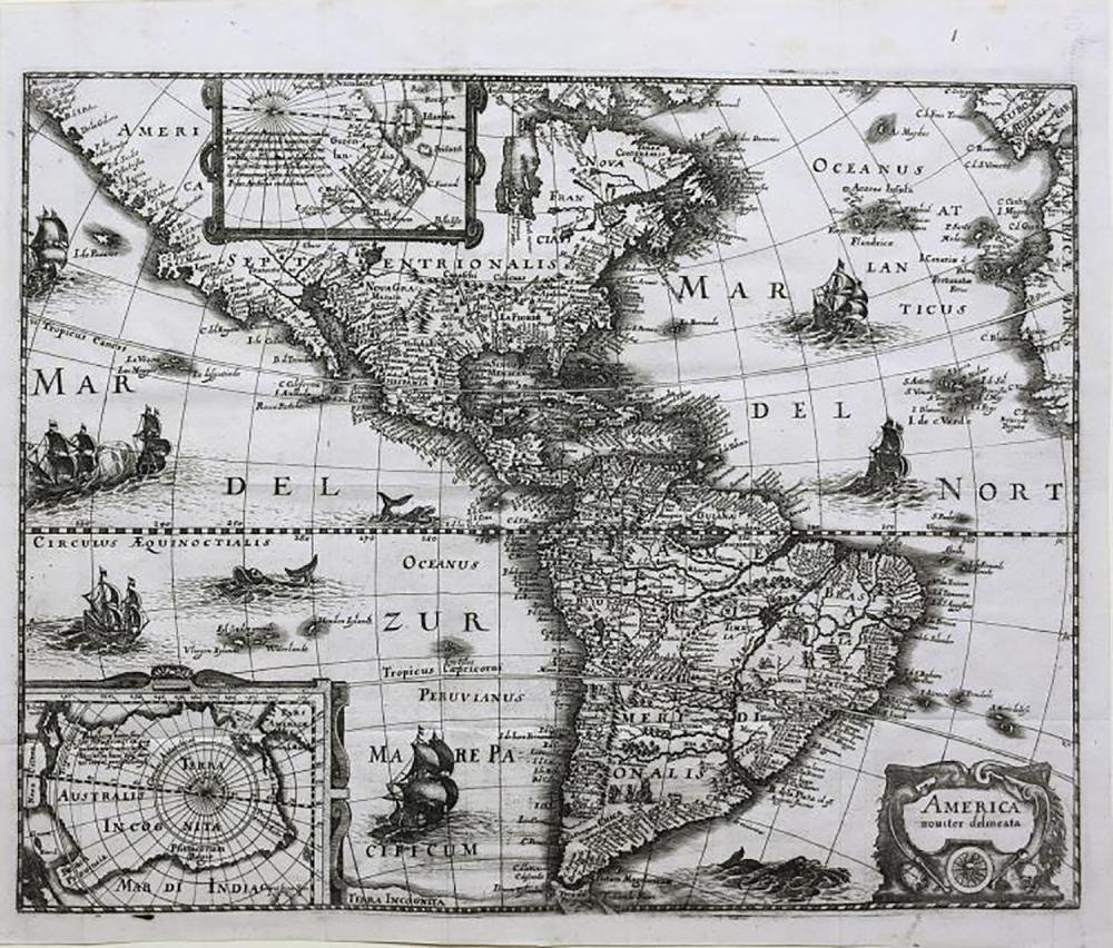 Scarce Large 1634 Map of Americas by M. Merian (1 of 1)