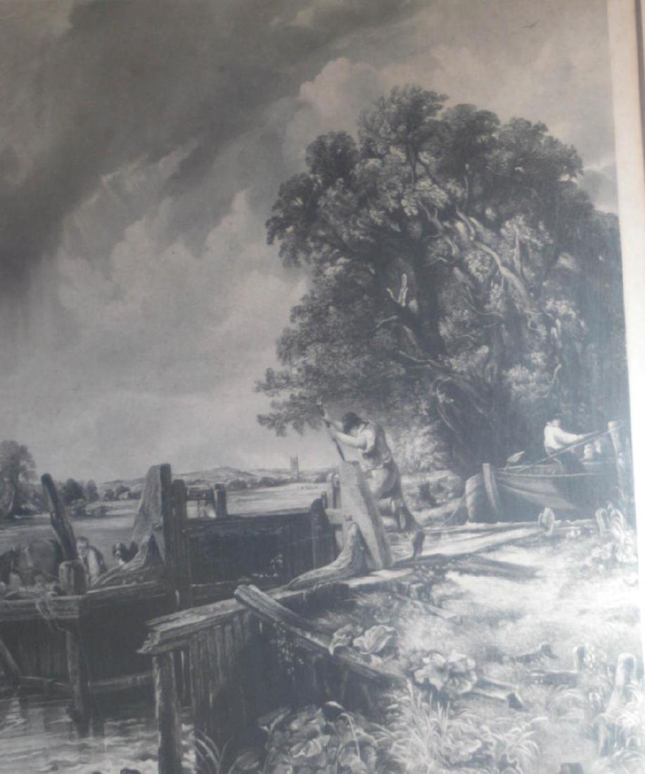 Engraving by Alfred Lucas of THE LOCK after Constable: Large antique engraving by Alfred Lucas (British, 1841 - 1886) Entitled "The Lock After [John] Constable" | Blind stamped and pencil signed by "Alfred Lucas" | Engraving is after the earlier engraving
