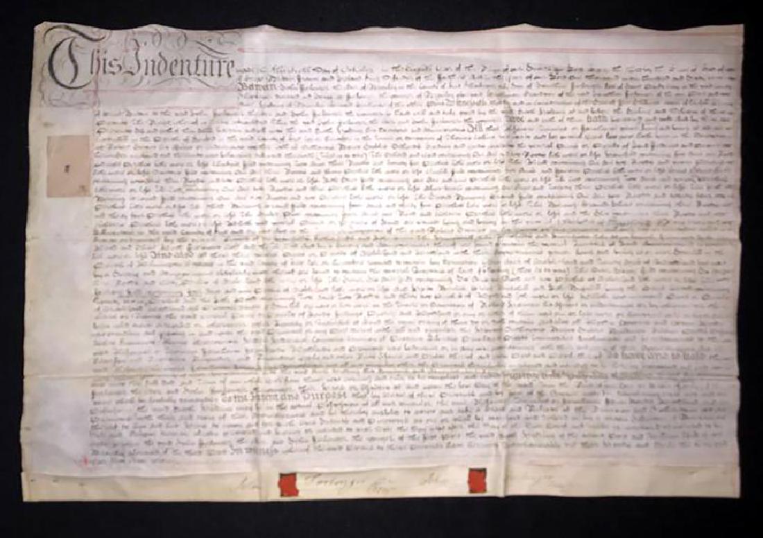 1767 Indenture on Vellum, 8th Yr. of King George III: An original English Indenture Dated October 30, 1767 - 8th Year of the Reign of King George III | Handwritten on Vellum | Signed by John Furlong with ink and seals and has a one shilling stamp | Profe