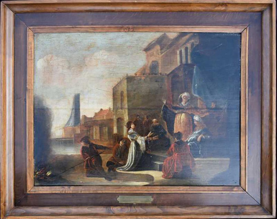 17th c. Dutch Figural Landscape Oil Painting (1 of 4)