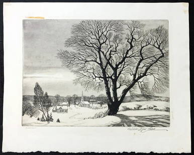 William MacLean Original Signed Limited Ed. Etching: Original Signed Limited Ed. Etching by William MacLean (1898-1977) Entitled SILENT NIGHT | Hand signed and titled in pencil by the artist in lower margin | Circa 1935 | Approx. Dimensions: