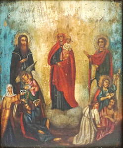 Large 18th c. Russian Icon on Wood Panel