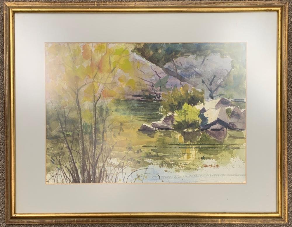 Listed Artist Walter Ashe Watercolor of a Landscape (1 of 4)