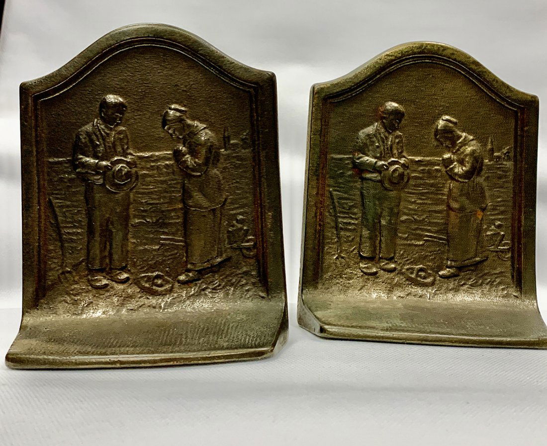 Vintage Cast Iron Bookends "The Angelus Call to Prayer" (1 of 3)