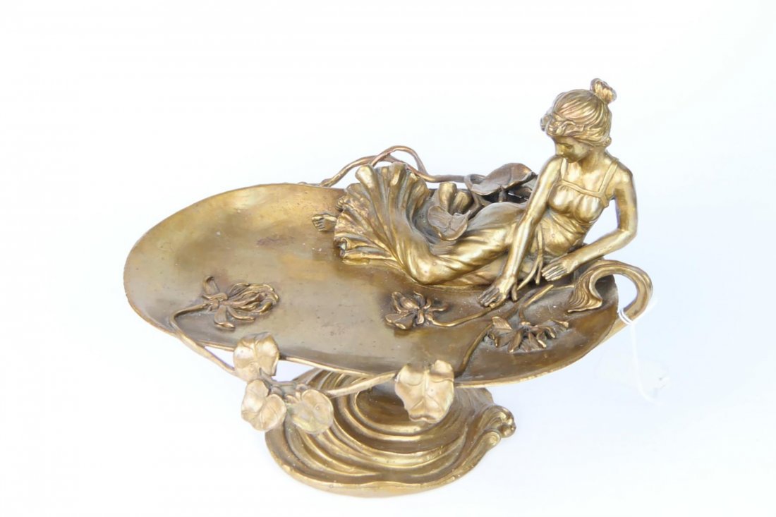 Heavy Art Nouveau Figural Bronze Sculpture (1 of 2)