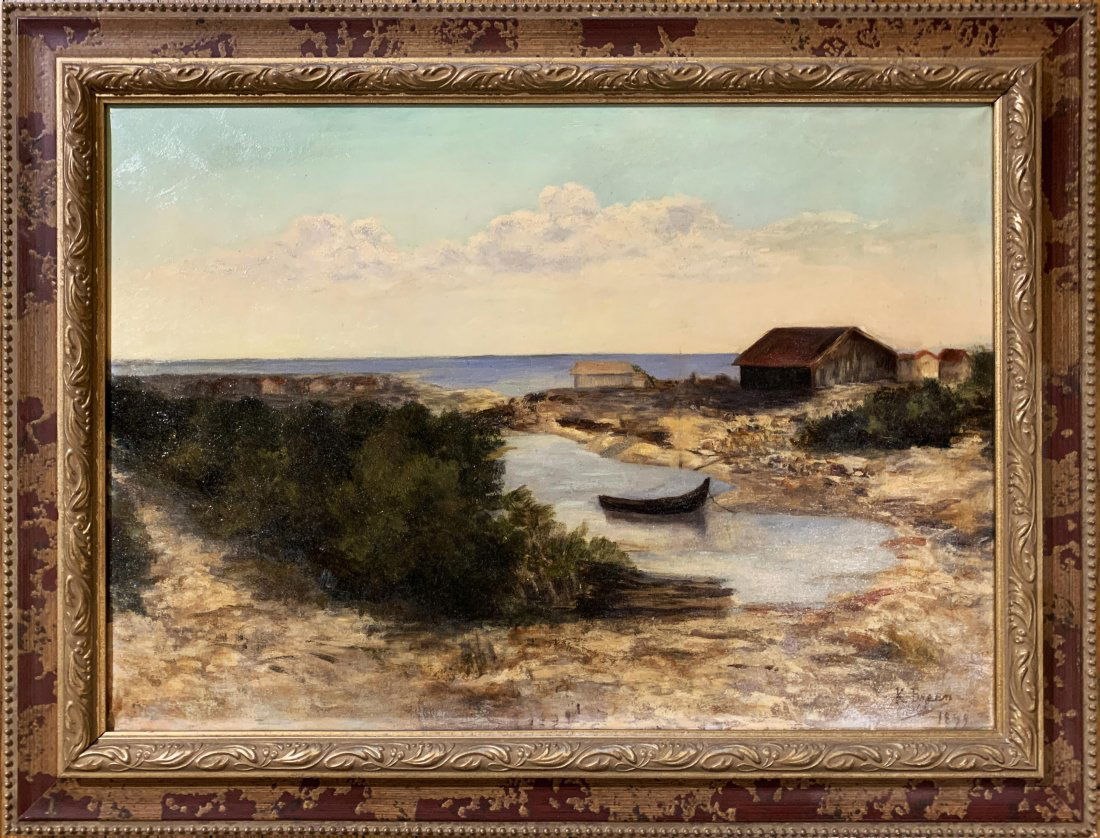 Antique Original Landscape / Coastal Oil Painting (1 of 3)