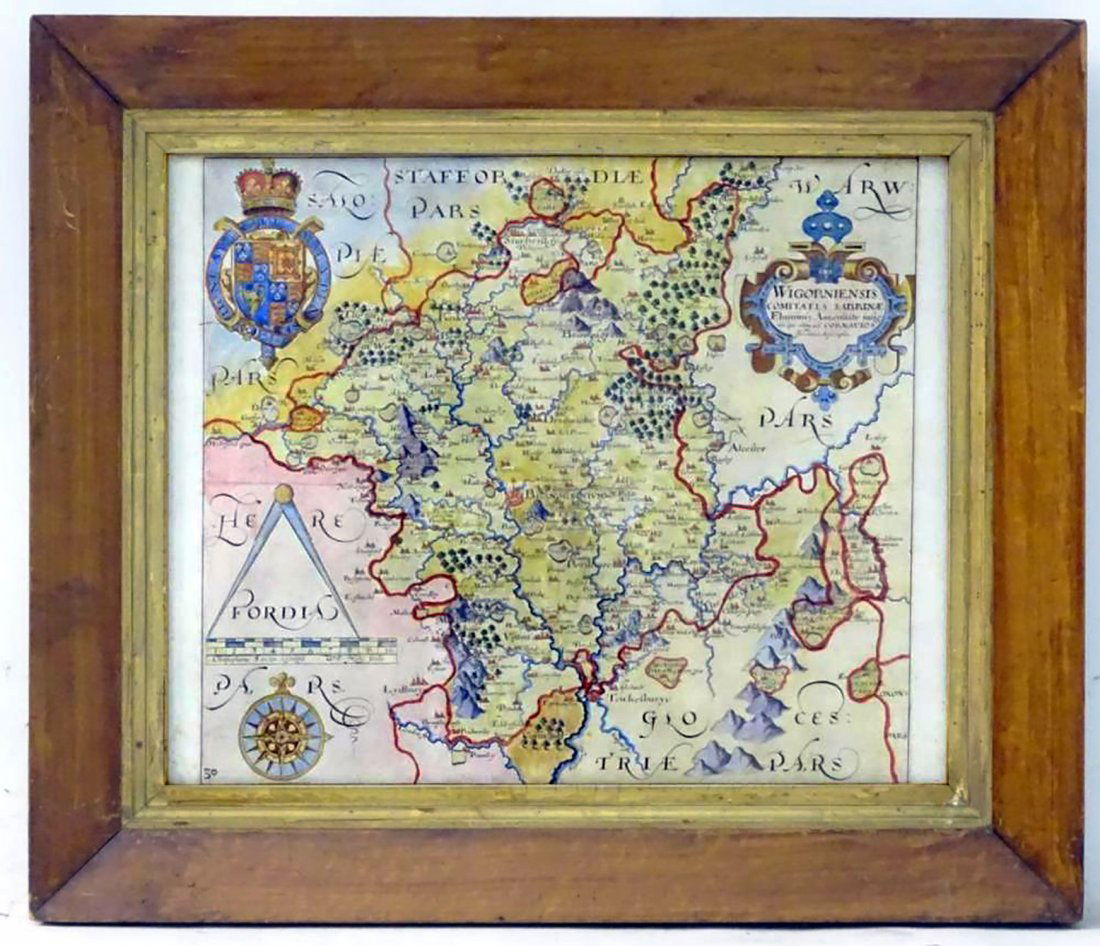 1610 H/C Engraved Map of Worcestershire, Saxton (1 of 2)