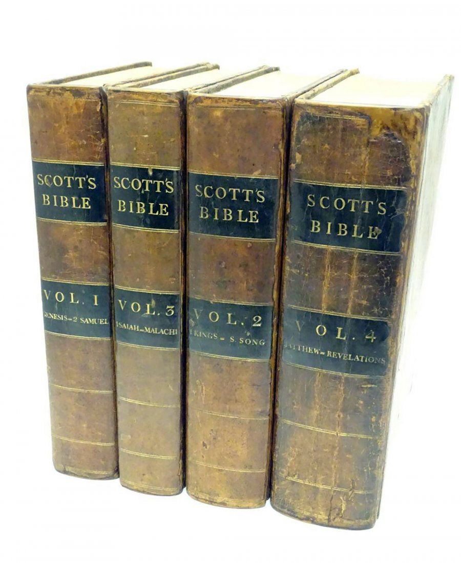 Rare Bible 4 v. The Holy Bible, Thomas Scott, 1812 (1 of 7)