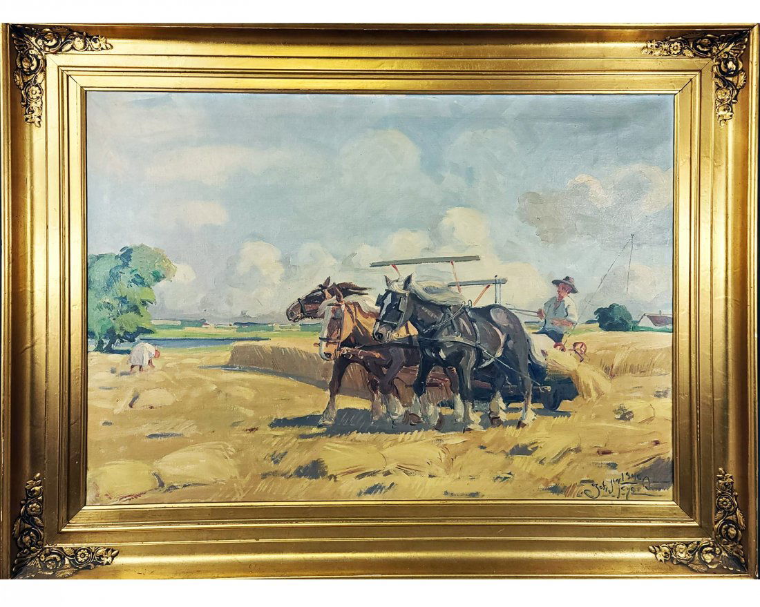 Polish Figural Landscape Oil Painting Zofia Dziurynska-: Polish Figural Landscape Oil Painting attributed to well listed Post WWII Polish artist Zofia Dziurynska-Rosinka (Galizien, 1896 - 1979) | Oil on Canvas | Signed and dated 1946 by the artist in the lo