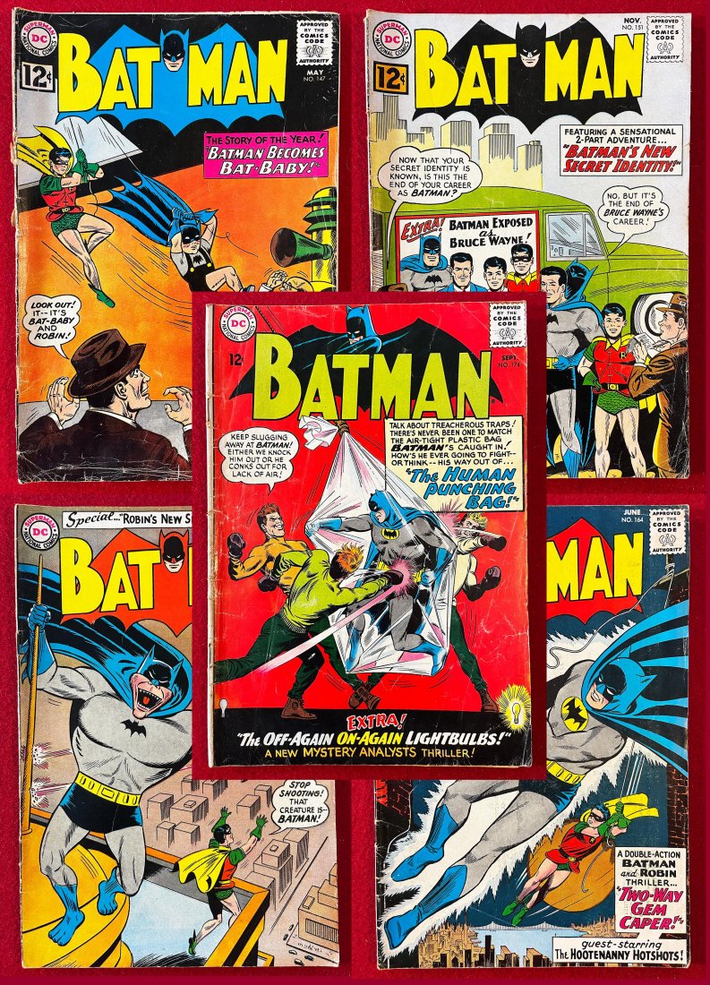 5 Batman Comic Books - #147, #151, #162, #164 & #174 (1 of 11)