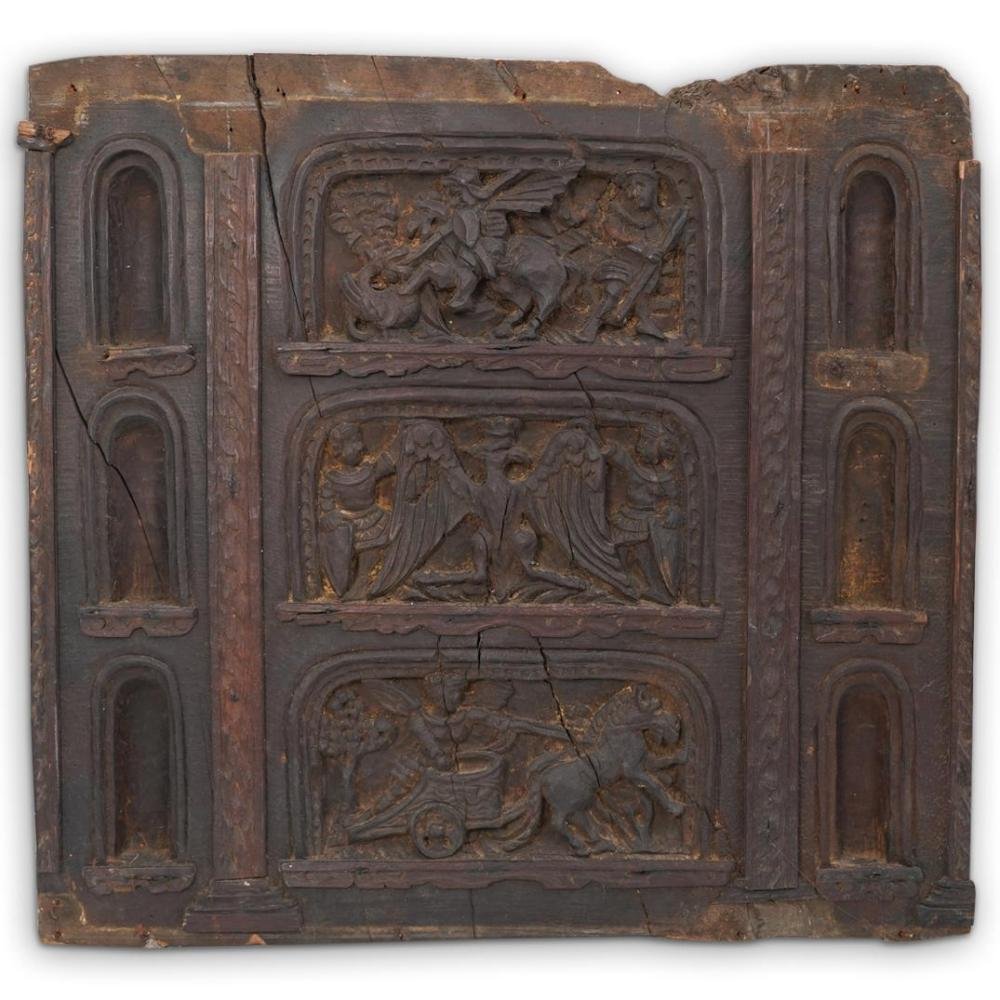 Antique Roman Wood Carving Panel (1 of 5)
