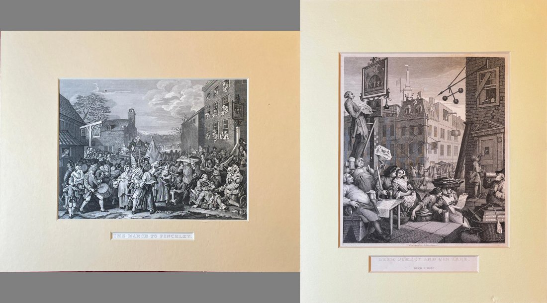 William Hogarth Engr MARCH TO FINCHLEY &BEER ST &GIN LN (1 of 3)
