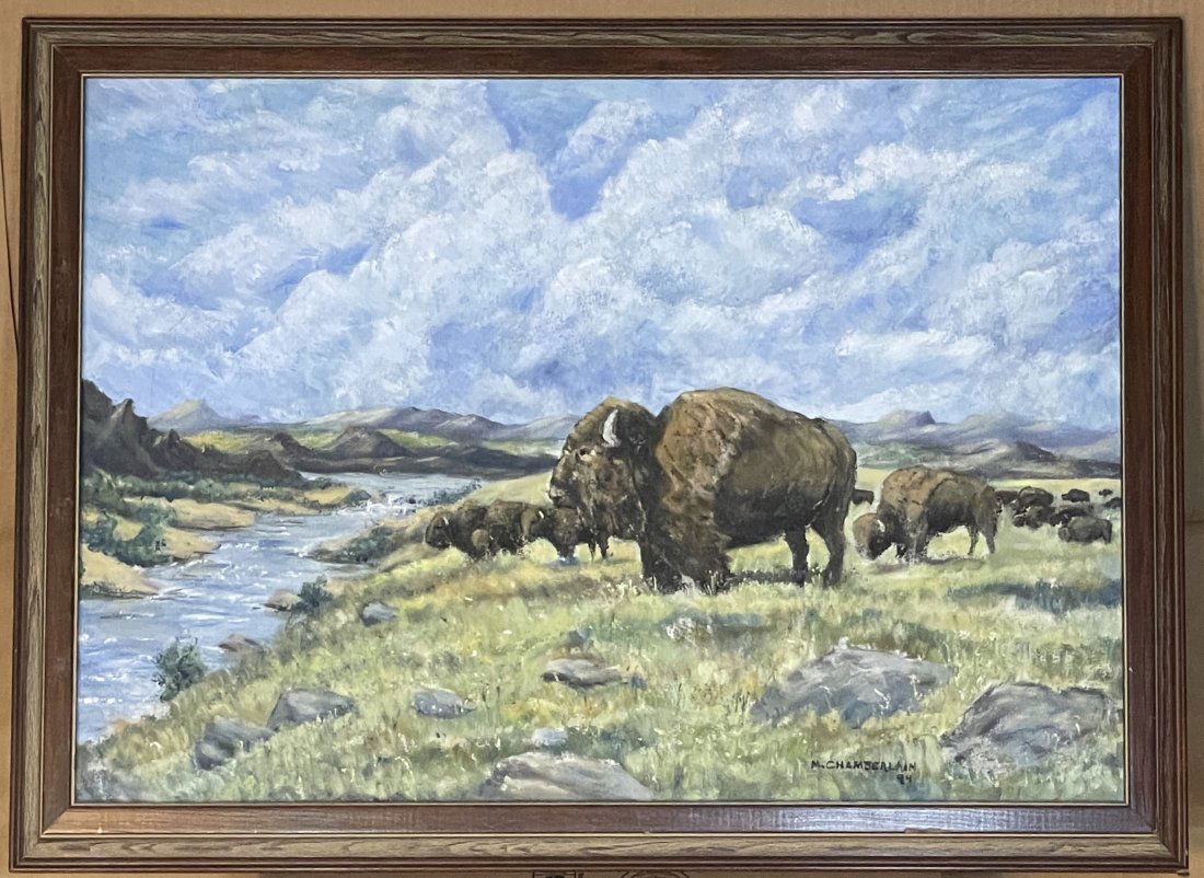 Wildlife Landscape Oil Painting by Mitchell Chambnerlai (1 of 2)