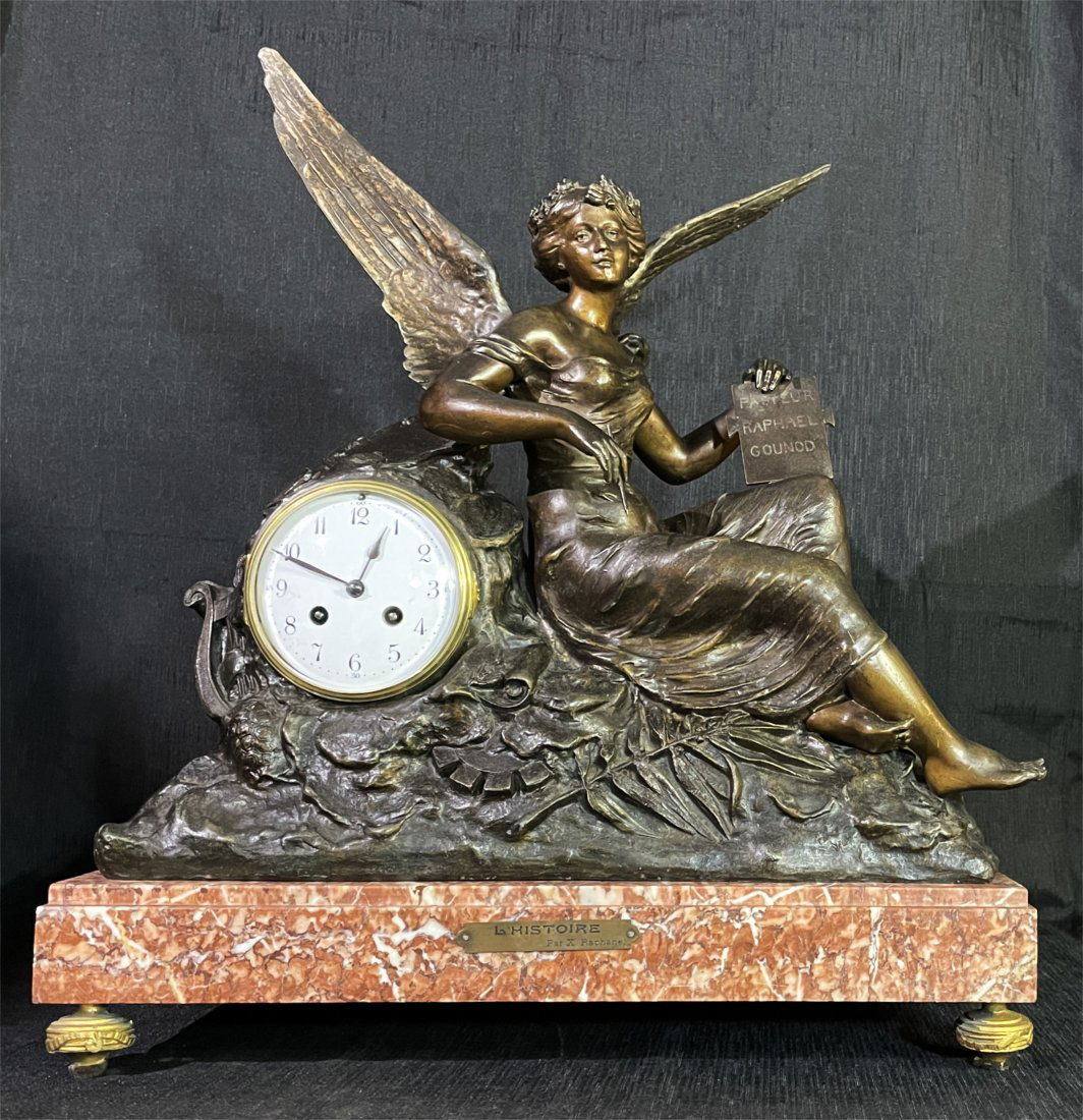 Antique French Bronze & Marble Mantel Clock (1 of 8)