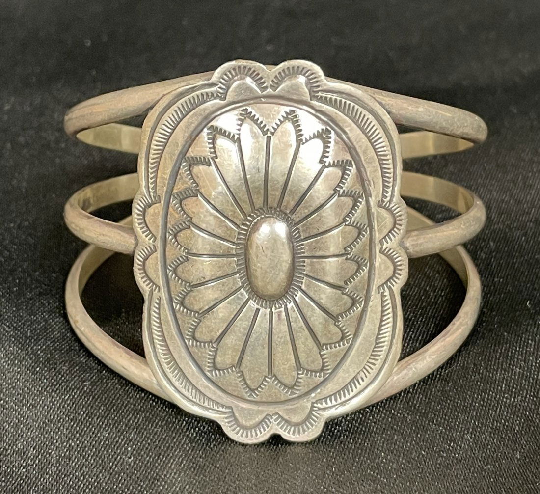 Vintage Heavy Sterling Silver Cuff Bracelet (1 of 3)