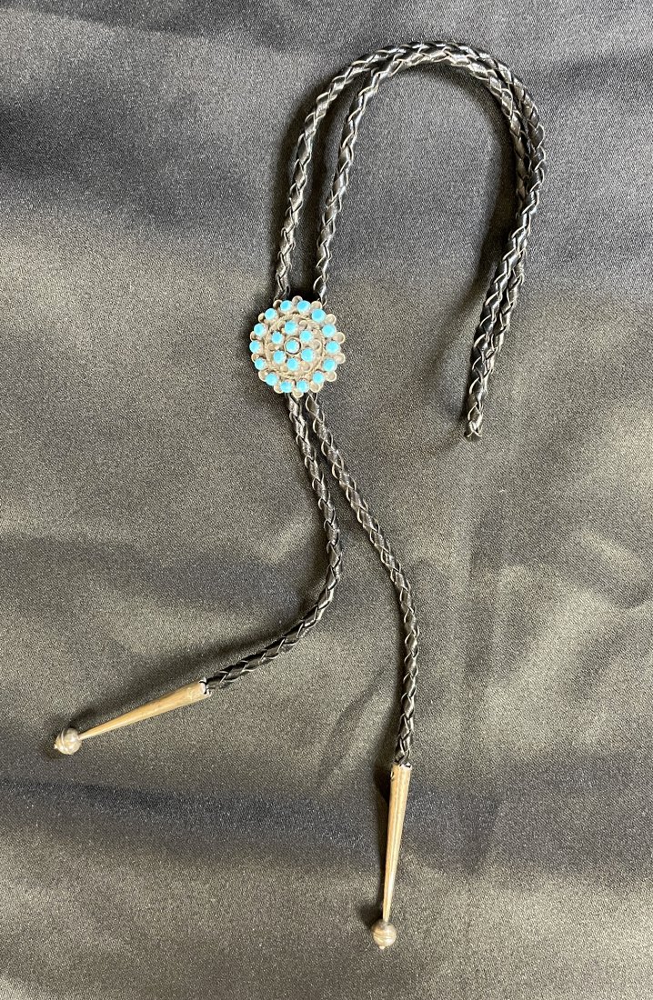 Vintage Turquoise Sterling Silver Bolo Tie (1 of 2)