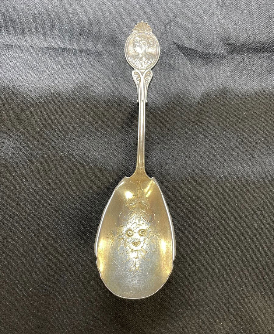 Wood & Hughes Sterling Silver Serving Spoon, Medallion (1 of 8)