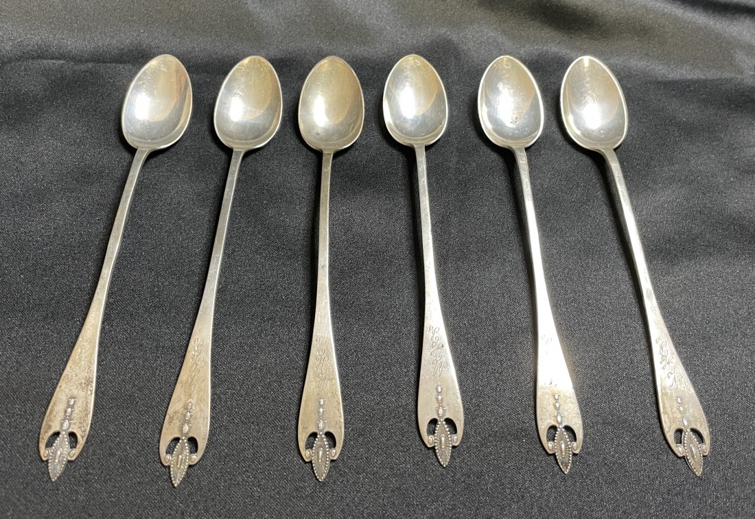 6 Antique Lathrop-Bass Sterling Silver Spoons (1 of 3)