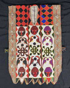 Rare Antique Beaded Yoruba Shango Ceremonial Vest/Tunic: Rare Museum Quality Antique Elaborate Beaded Yoruba Shango Priest / Diviner Ceremonial Vest / Tunic - Yoruba, Nigeria. A remarkable piece of art that was hand-made / hand-stitched, with elaborate dens