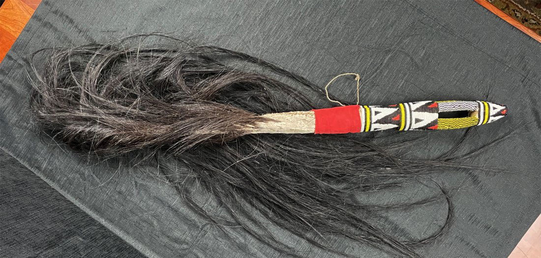 Afr.Yoruba Nigerian Irukere Beaded Horse Tail Fly-whisk (1 of 3)