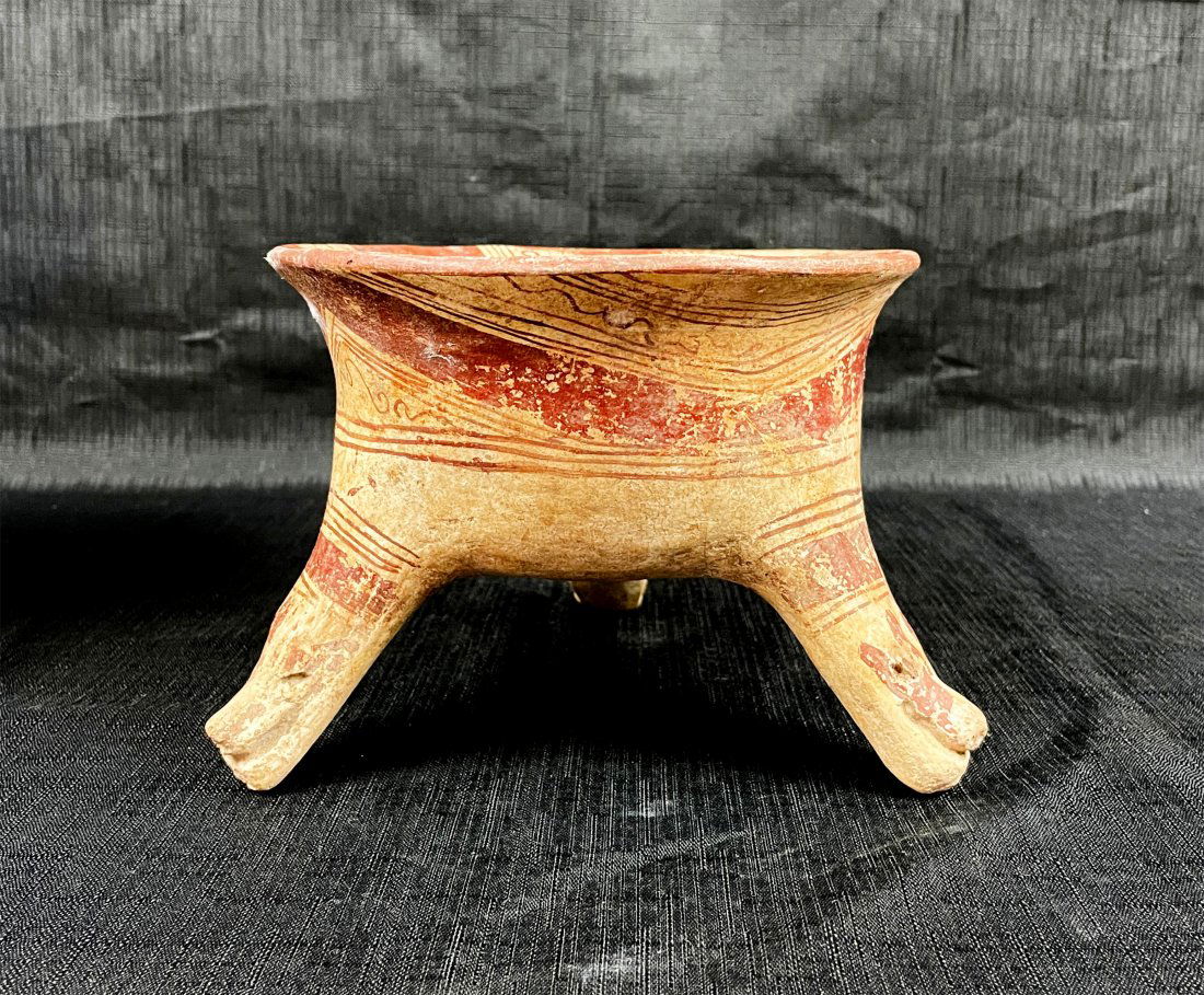 Pre-Columbian Polychrome Terracotta Tripod Vessel (1 of 1)