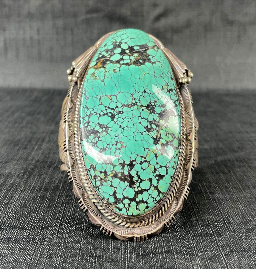 Fine Native American Navajo Sterling Turquoise Cuff (1 of 5)