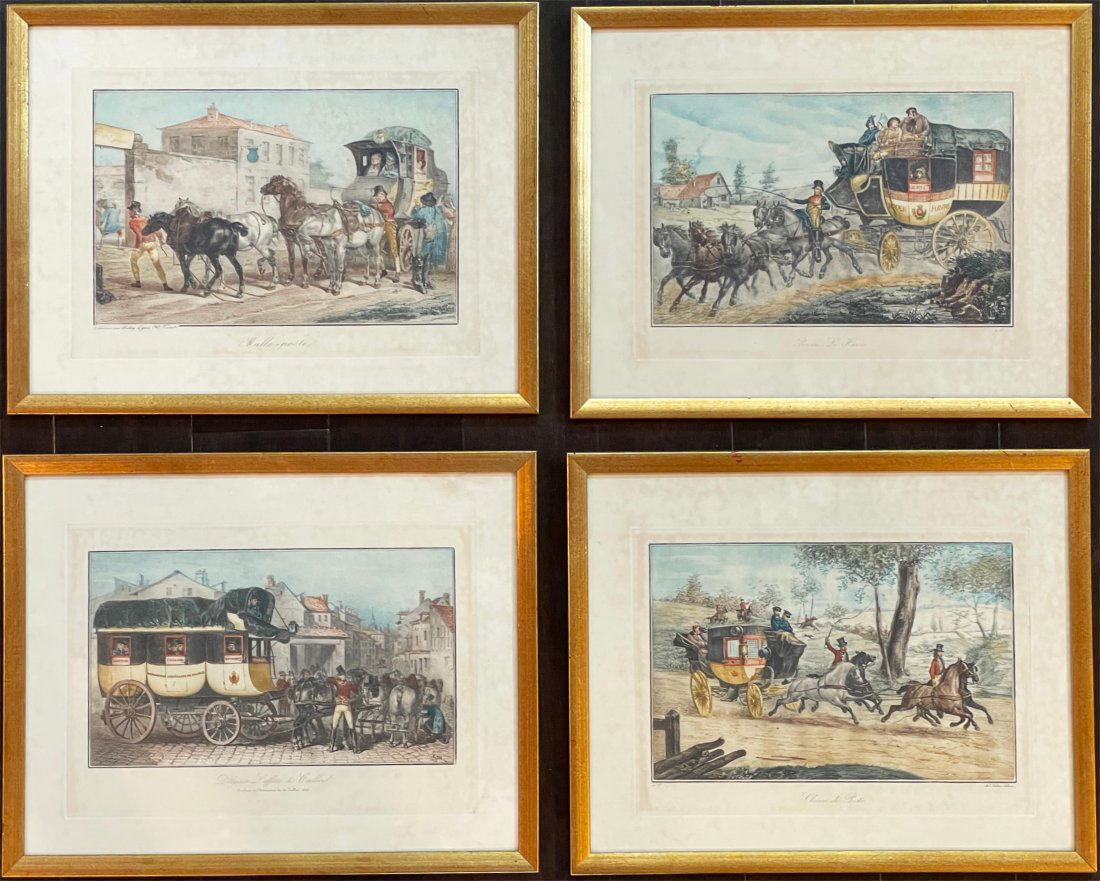 Transports Publics et Privés, Engravings by Victor Adam: Set of 4 19th c. Engravings by French artist Victor Adam (Jean Vincent Adam) (Paris, 28–01–1801 - Viroflay, 30–12–1866) | Date: ca. 1850 | From the series "Transports Publics et Privés" [Publ