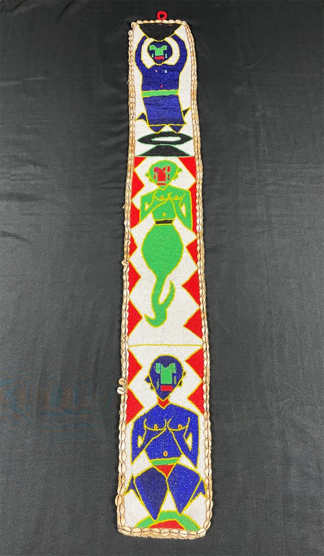 Lrg Vintage Yoruba Beaded Ceremonial Sash, Nigeria (1 of 2)