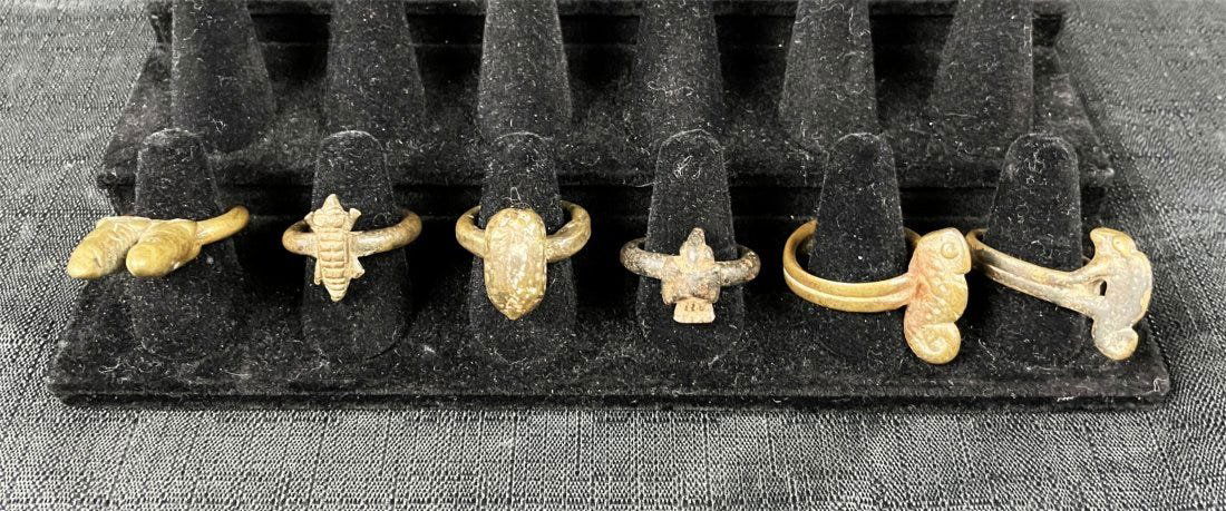 6 Antique West African Bronze - Brass Finger Rings (1 of 1)