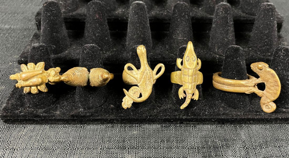 Lot of 5 Antique West African Bronze Finger Rings (1 of 2)