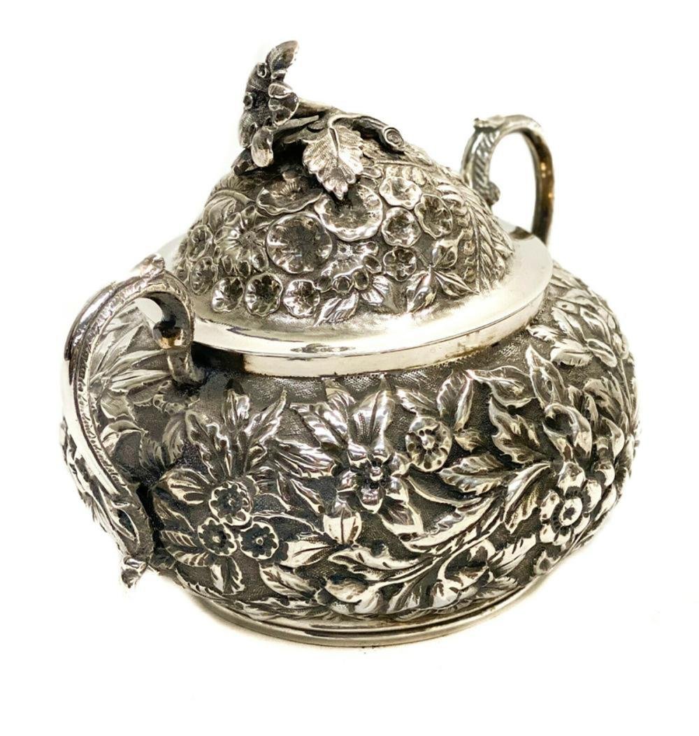 Antique 19th c. Sterling Silver Repousse Lidded Bowl (1 of 6)