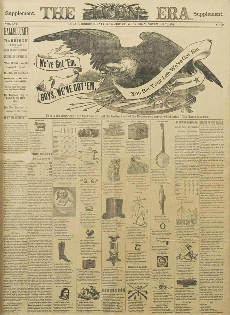 FRAMED 1888 NEW JERSEY POLITICAL NEWSPAPER PAGE (1 of 3)