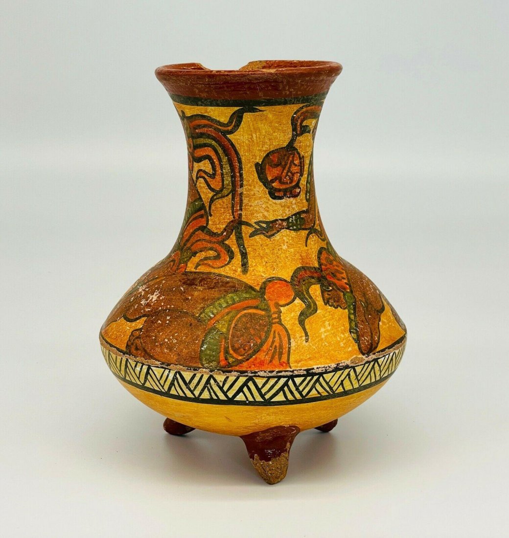 Pre-columbian Mayan Polychrome Tripod Jar (1 of 7)