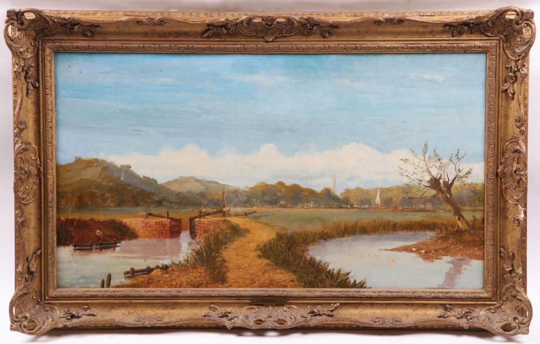Large 19th c. Landscape Oil Painting, American School (1 of 4)