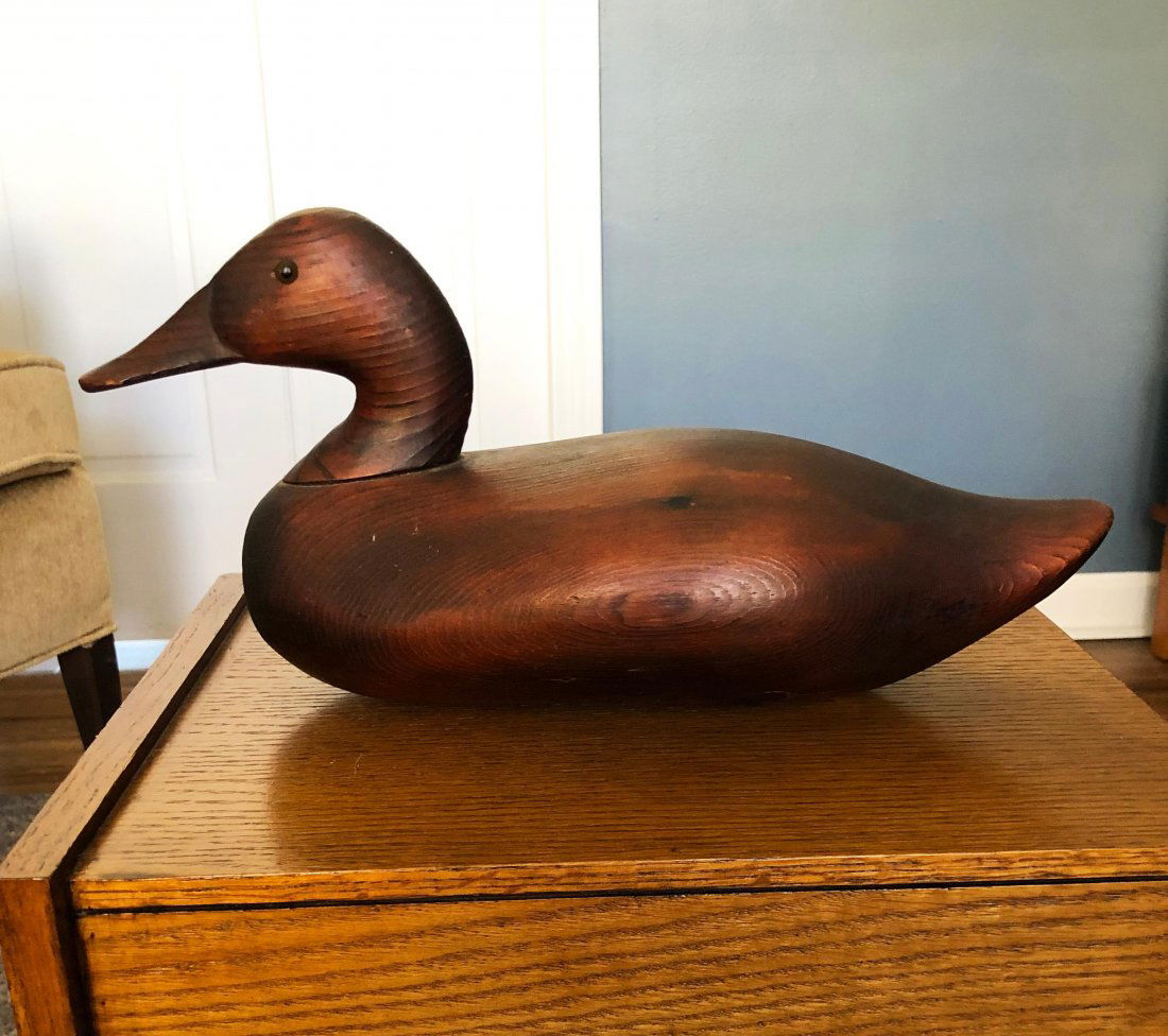 Large Antique Handmade Wooden Duck Decoy (1 of 5)
