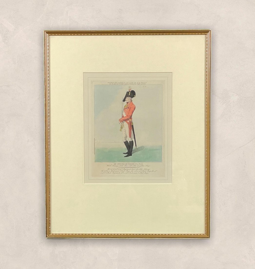 Antique Revolutionary War H/C Engraving The Seventeenth Regiment of Foot (1 of 6)