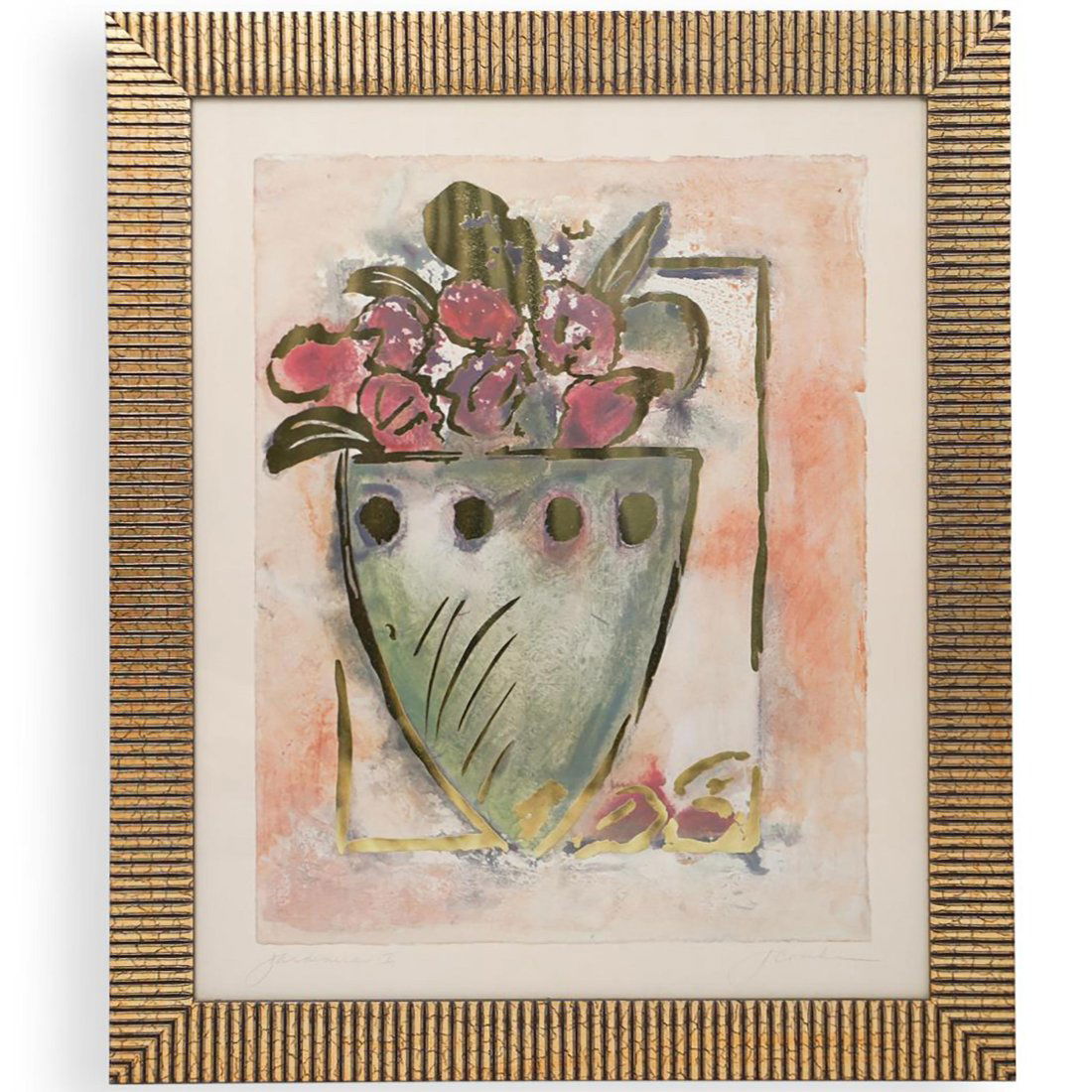 Floral Still Life Embellished Lithograph by Joyce Combs JARDINIERE 1 (1 of 4)