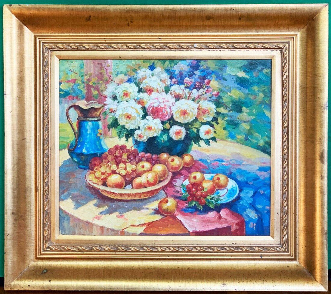 Antique Impressionism Floral Still Life Oil Painting (1 of 2)