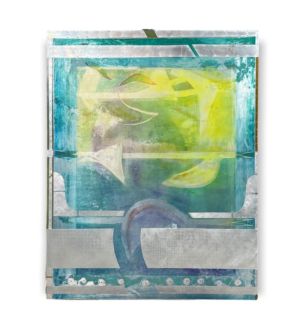 Rare Large Modern Mixed Media Metal Wall Art (1 of 3)