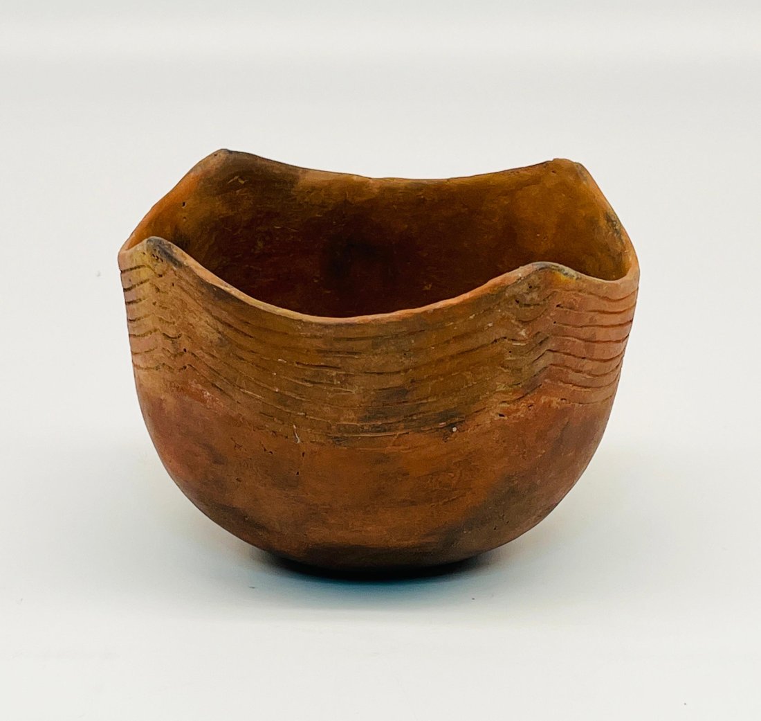 Prehistoric Native American Caddo Red Ware Incised Pottery Bowl (1 of 4)