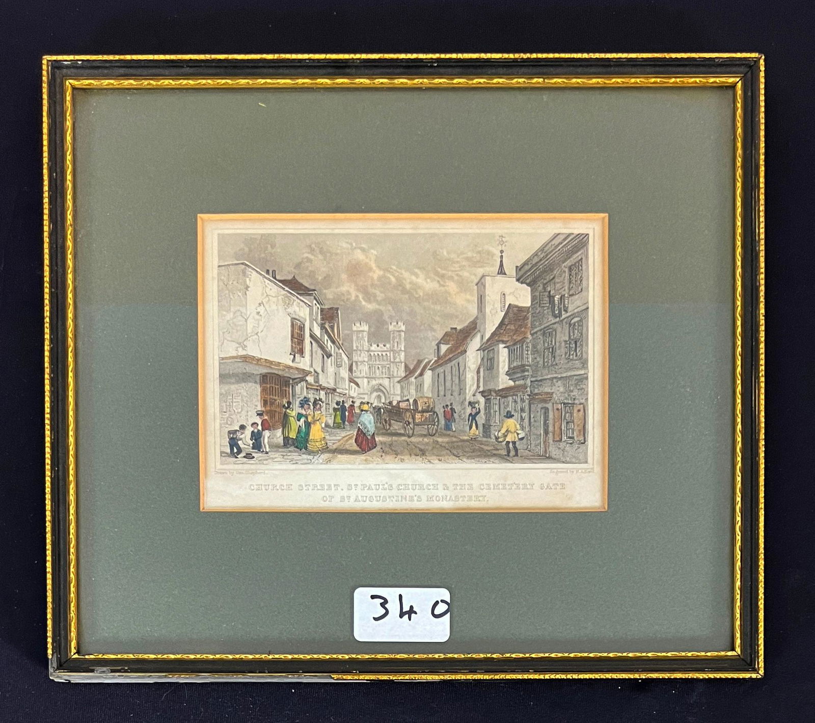 Antique Hand-colored Engraving CHURCH STREET, ST. PAUL'S CHURCH After George Shepherd (1 of 3)