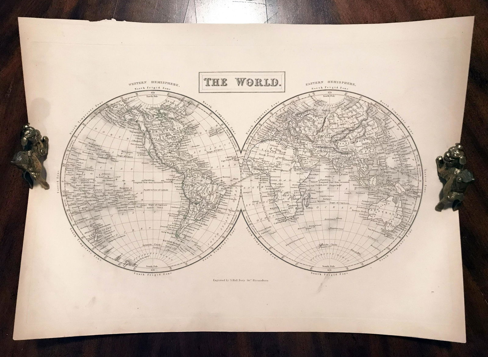 Scarce First Edition Map of THE WORLD by Sidney Hall, From Black's General Atlas, 1840 (1 of 9)