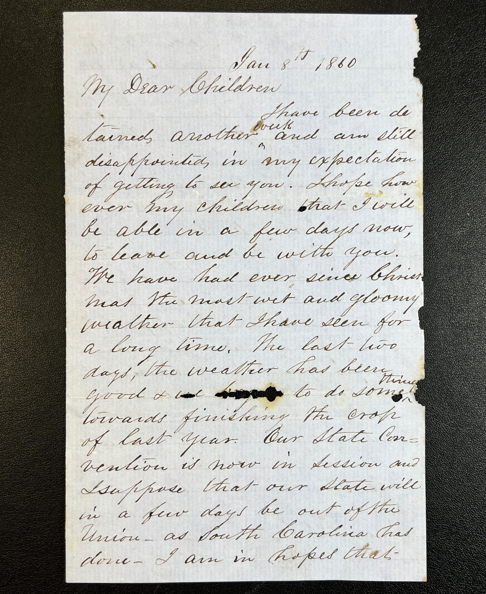 Pair of Early Civil War CSA Letters, Benjamin Chains to Children (1 of 10)