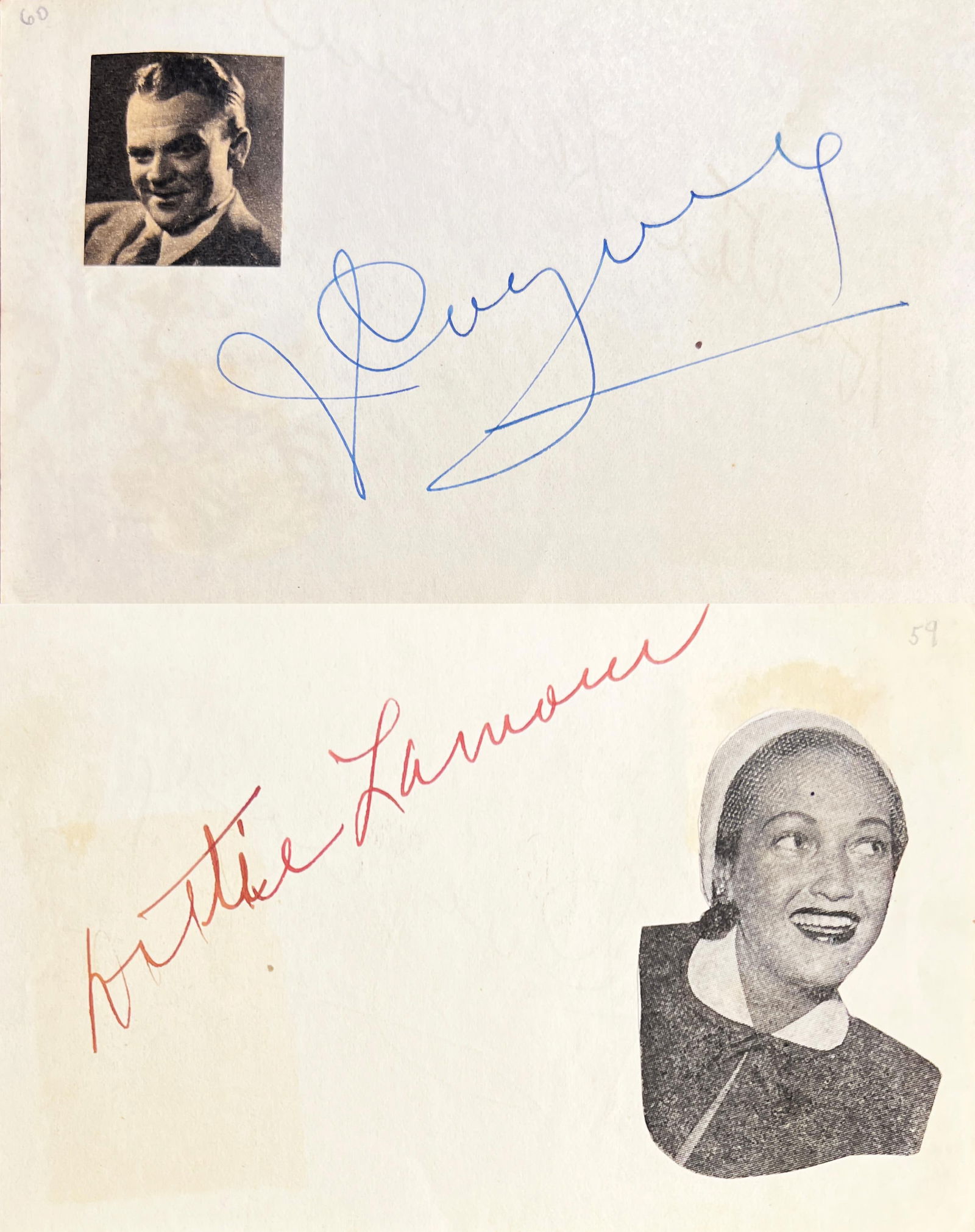 James Cagney & Dorothy Lamour Autograph Signatures (1 of 2)