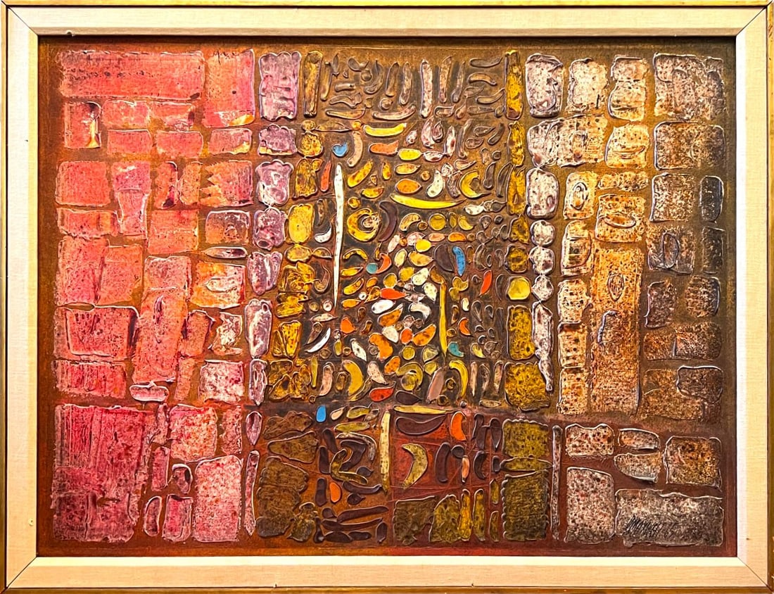 Original Maxwell Pochoir Impasto Abstract Painting - Paul Maxwell, Vintage + 40 (1 of 2)