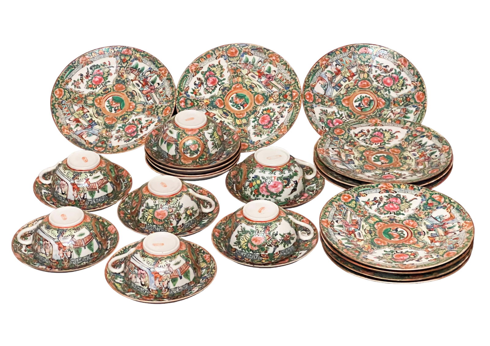 27 Pc Antique Chinese Qing Dynasty Canton Rose Medallion Porcelain Set (1 of 9)