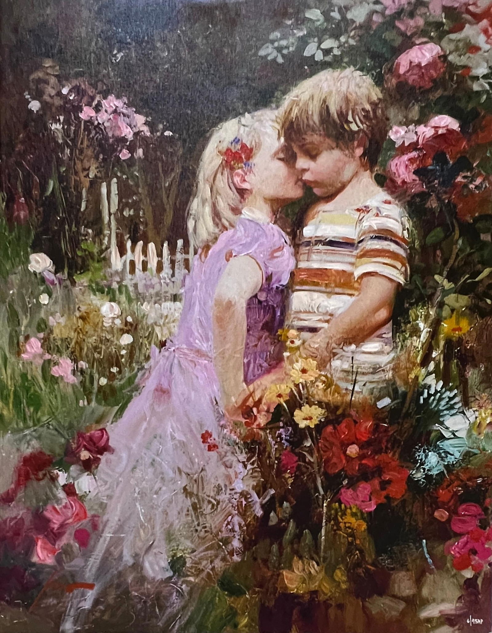 Pino Daeni Signed Embellished Limited Ed. (AP) Portrait Giclee Entitled THE KISS REVISITED (1 of 3)